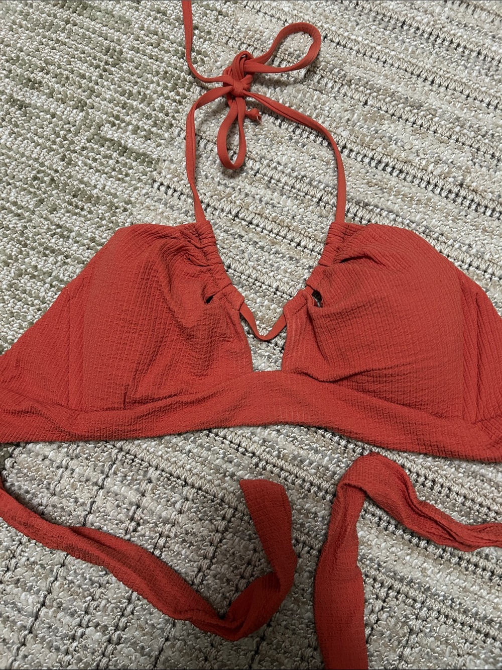BECCA Rust Textured Halter Bikini Set, Medium/D - Picture 5 of 6